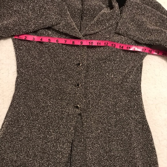 Vintage 90s Textured Gray Tailored Collared Coat - Picture 9 of 11